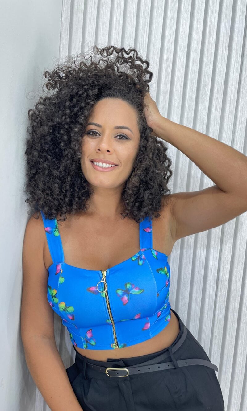 cropped borboleta azul