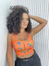cropped borboleta laranja