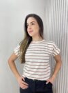 t shirt listra marrom claro