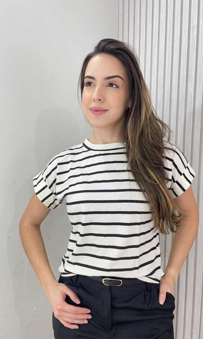 t shirt listra preta