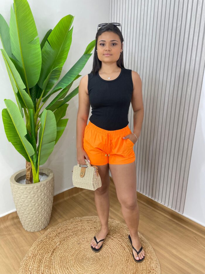 short tactel bia laranja neon short tactel bia laranja neon