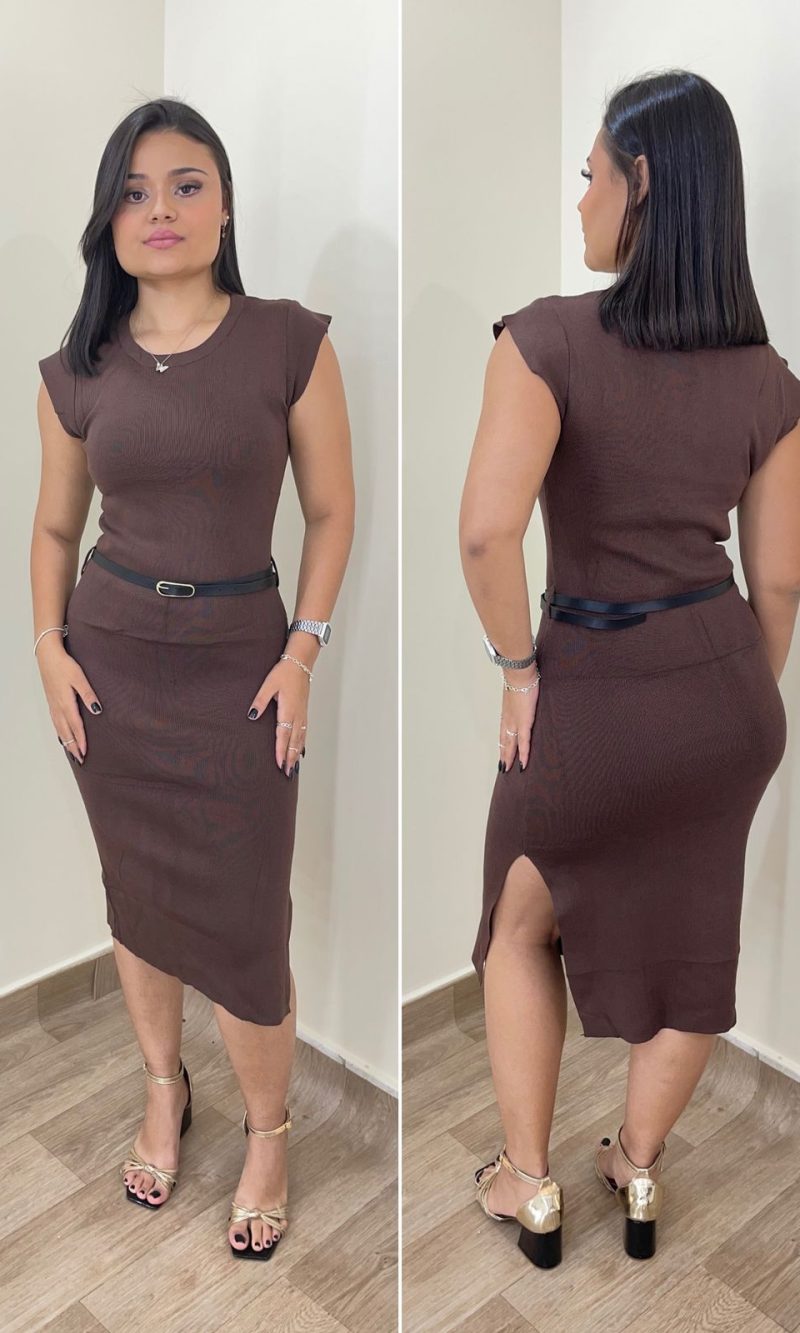 vestido elizane marrom