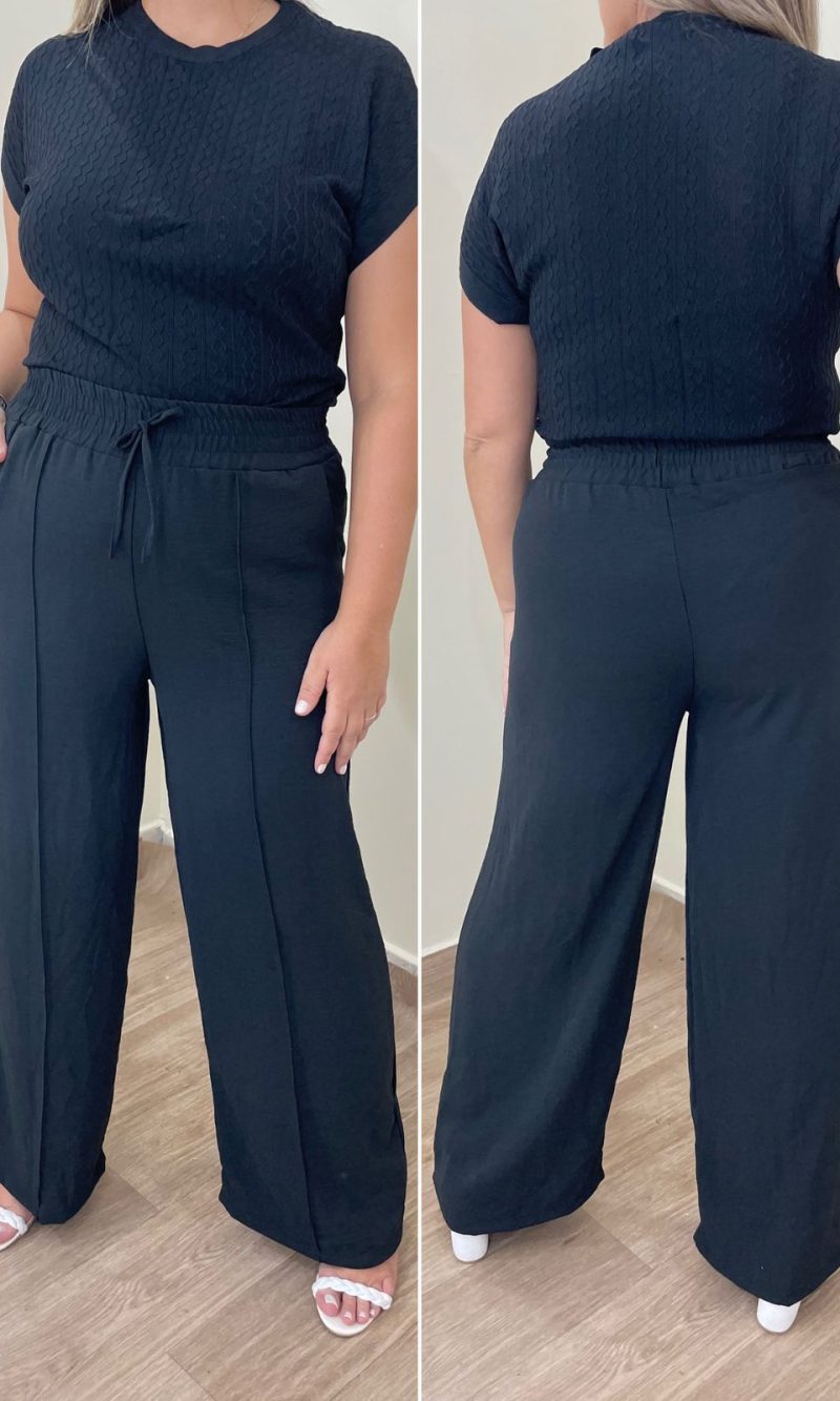 calça pantalona plus elaine preta