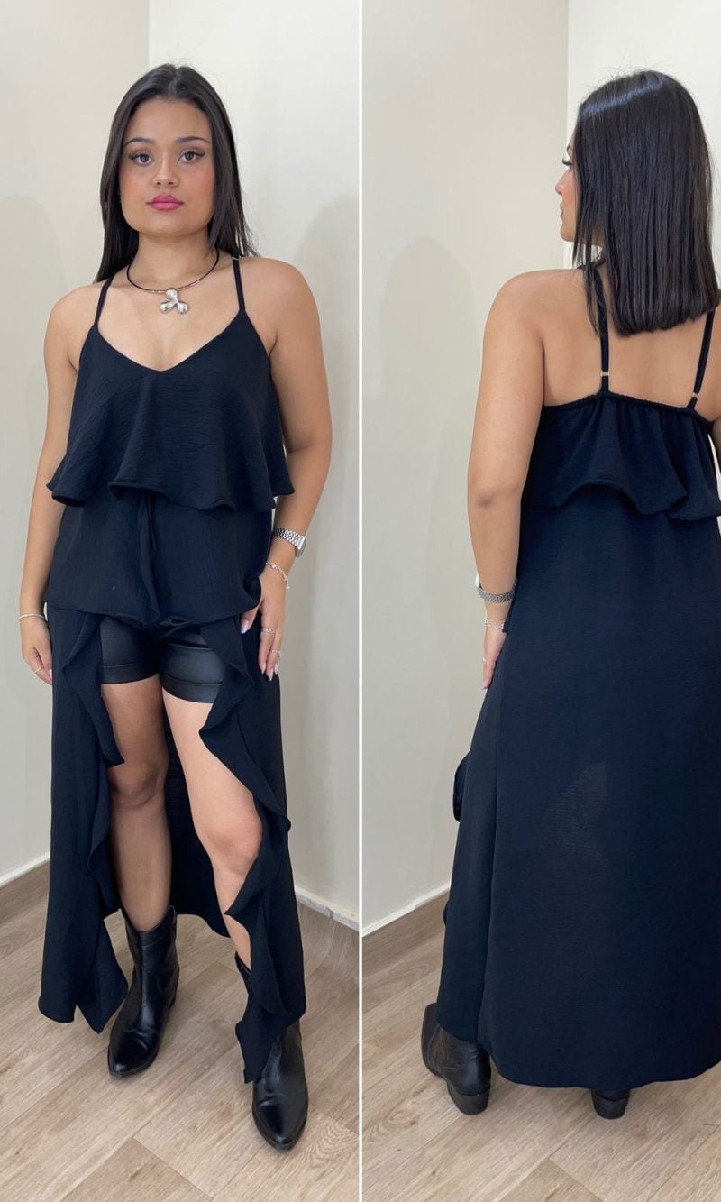 túnica boho preta