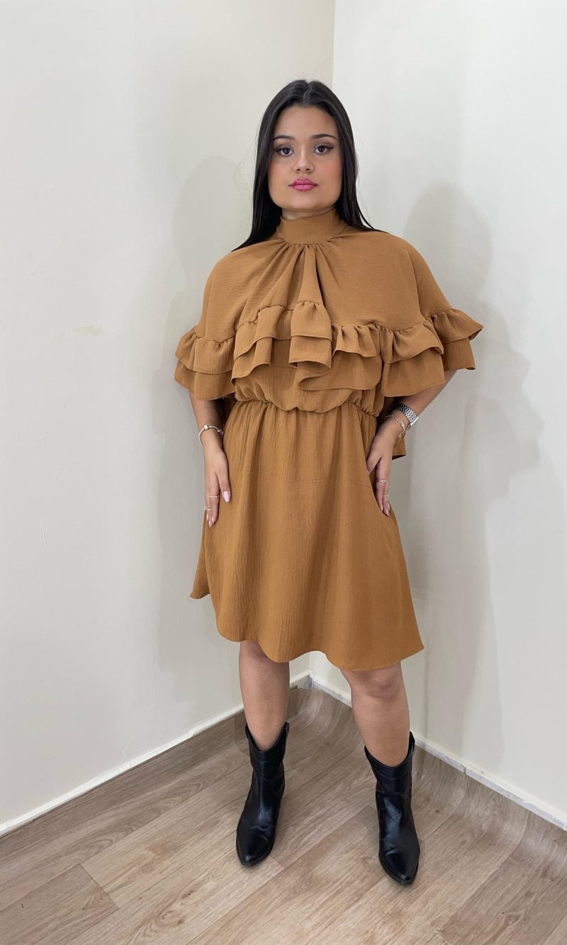 vestido capa boho caramelo