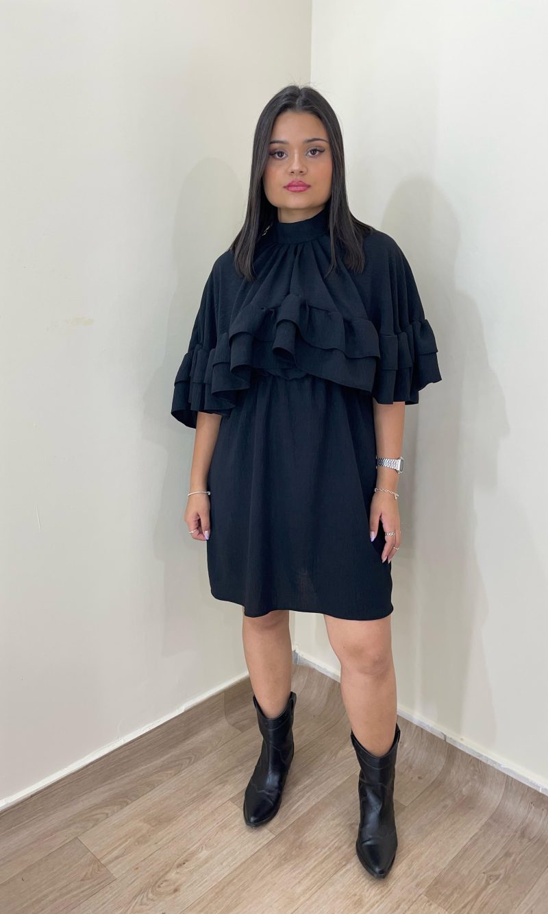 vestido capa boho preto vestido capa boho preto