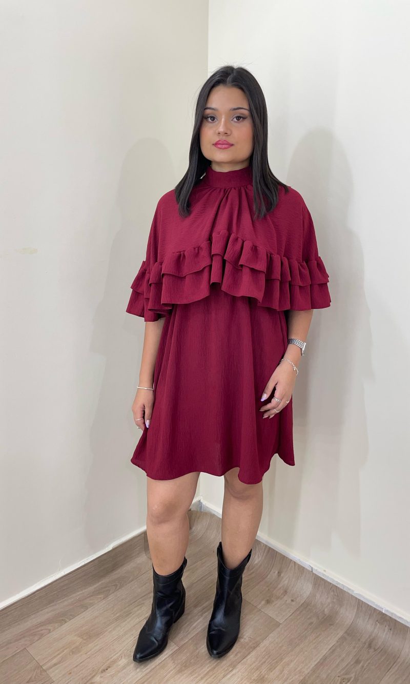 vestido capa boho vinho