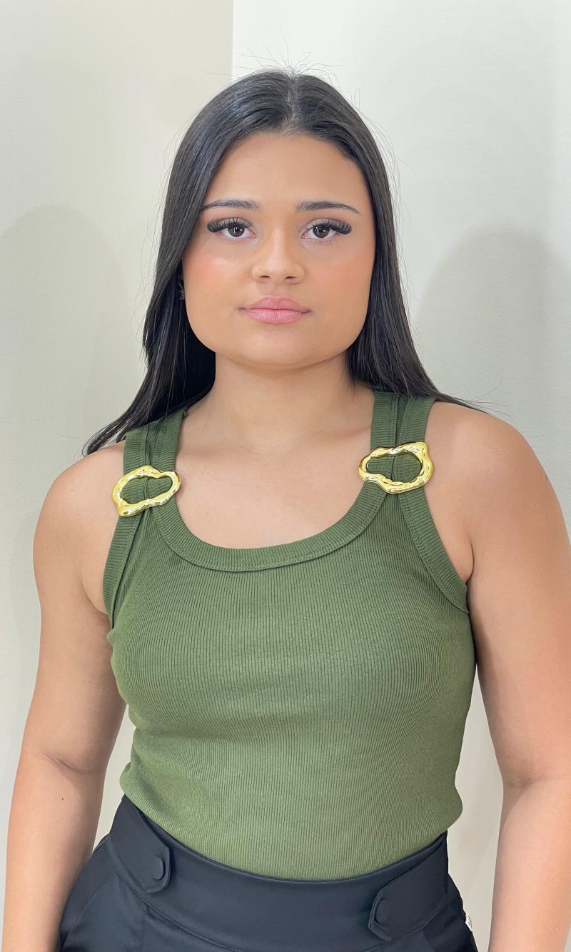 blusa lua verde militar frente