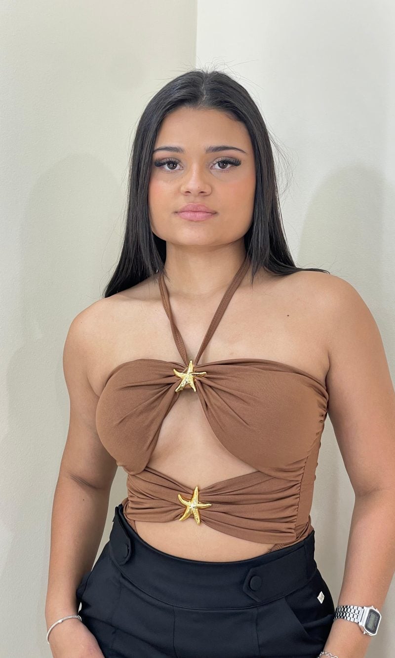 body estrela marrom body estrela marrom
