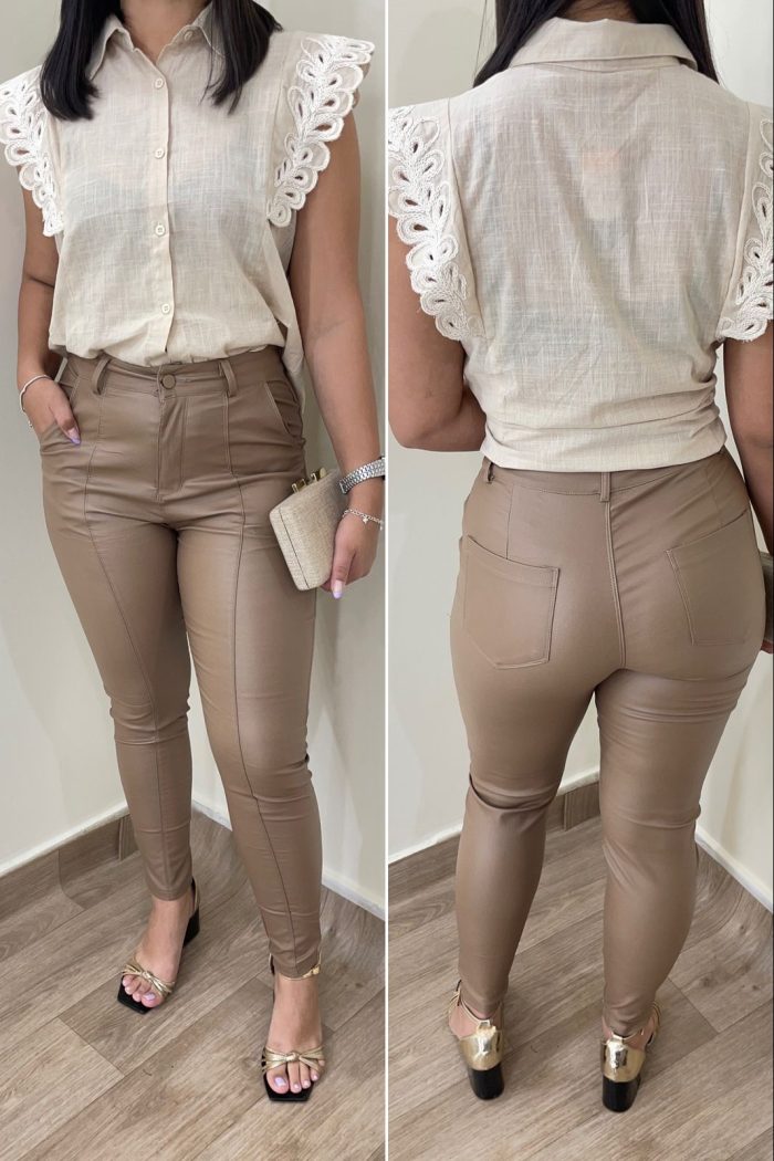 calça Ágata marrom acinzentado calça Ágata marrom acinzentado