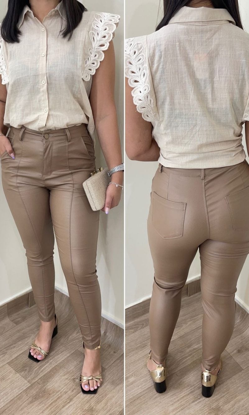 calça Ágata marrom acinzentado