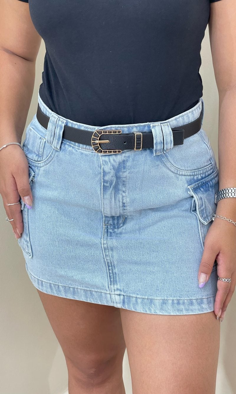 saia jeans cargo azul