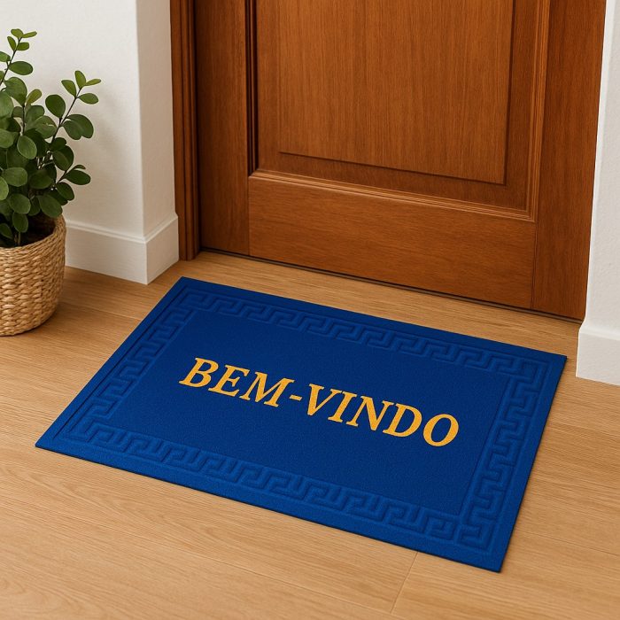 tapete bem vindo azul tapete bem vindo azul