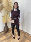 conjunto colete e camisa lina